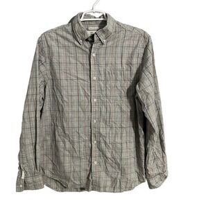 Old Navy Button Down Shirt Mens M Medium Regular Fit Classic Gray Plaid